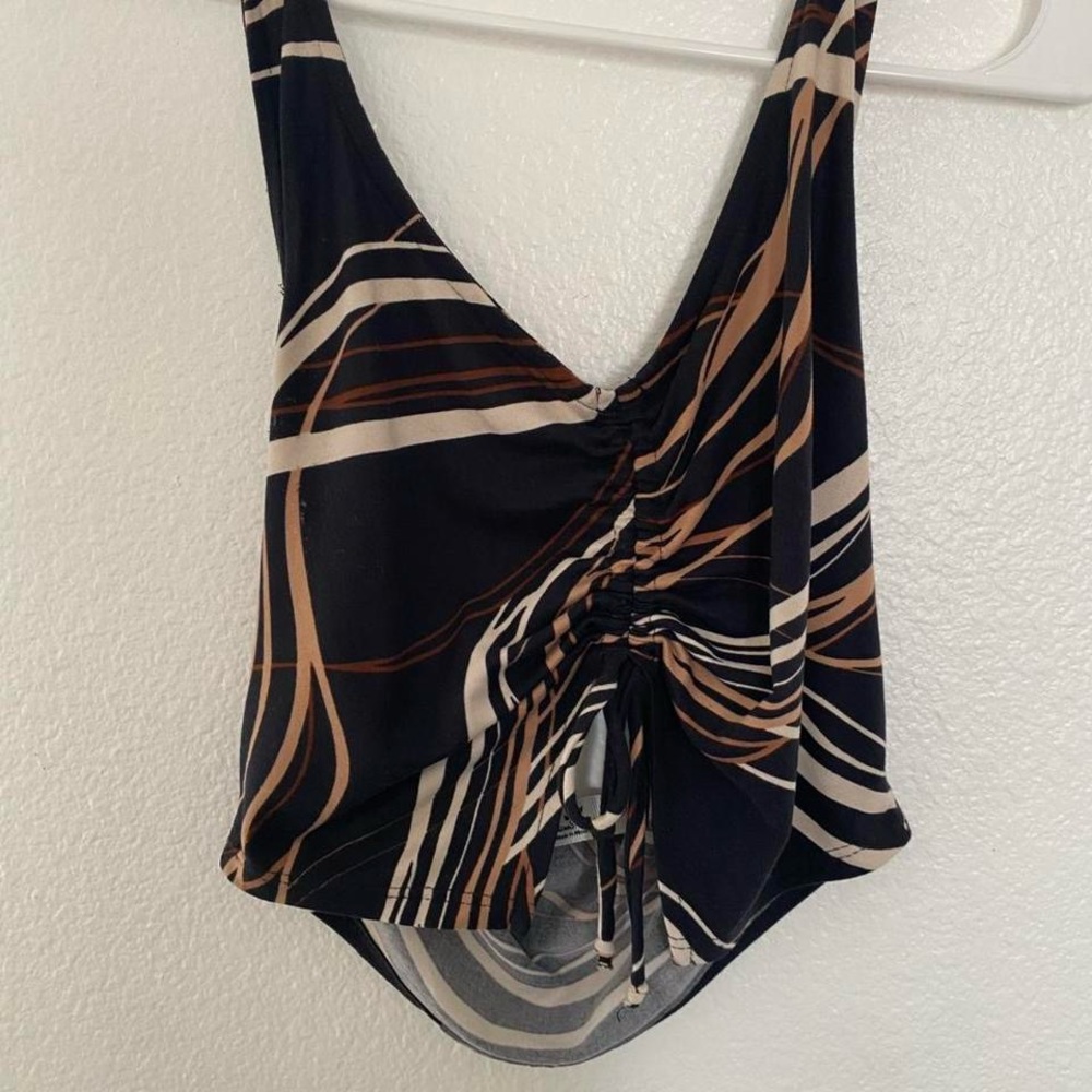 Stylish Women's Ruched Top - Black and Brown